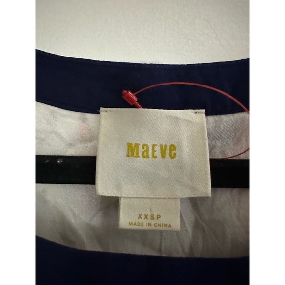 Maeve ANTHROPOLOGIE Canadice Red White Blue Patchwork Paisley Swing Dress XXSP - Picture 3 of 6